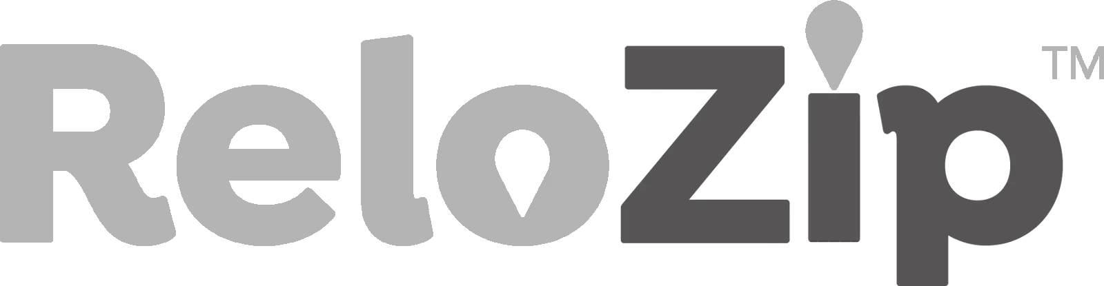 Alternative logo for Relozip. Grey and white